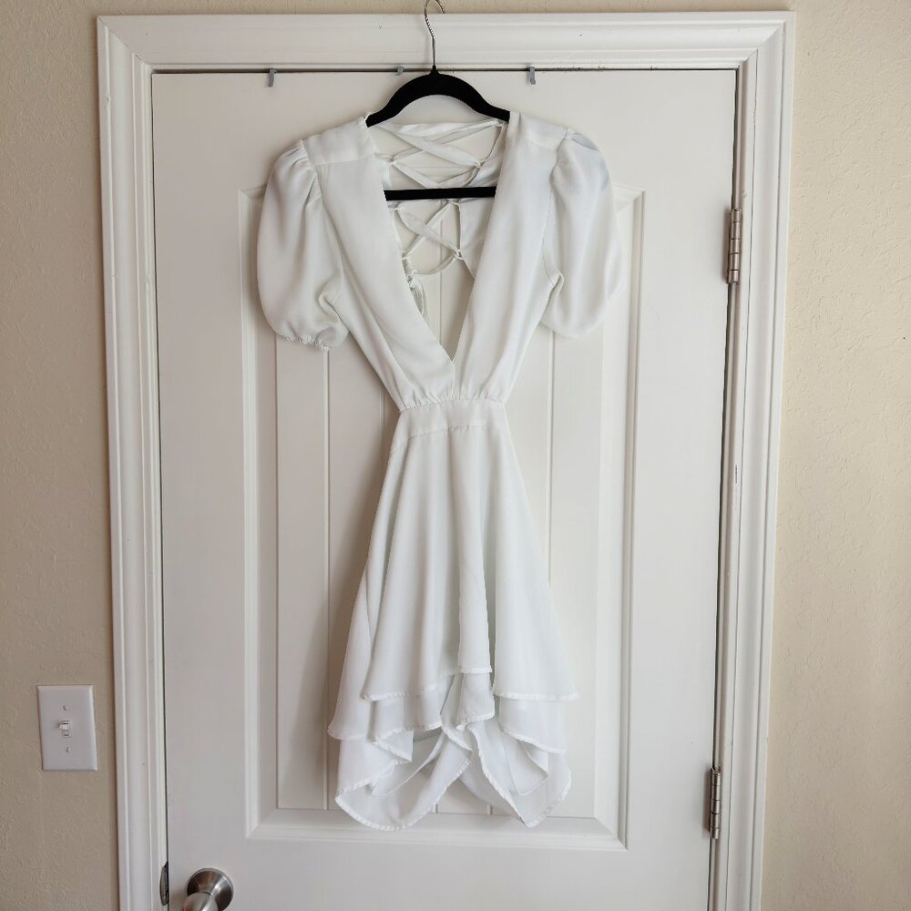 White Lace Up Romper